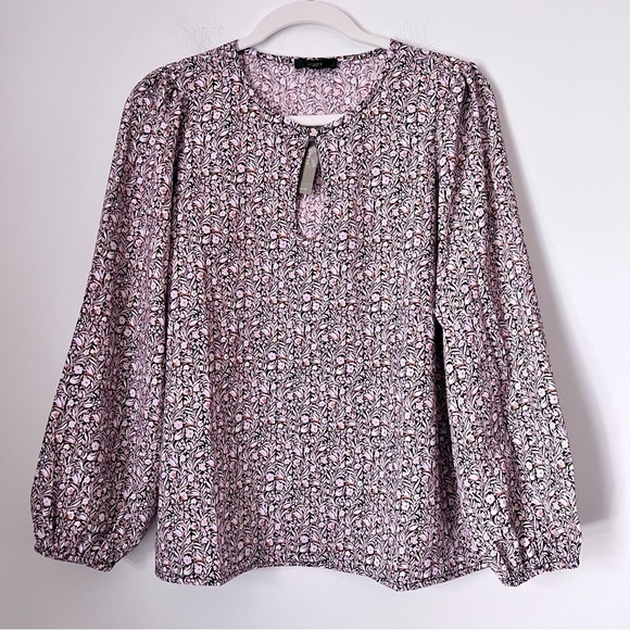 J. Crew Puff-Sleeve Satin Back Crepe Top Floral Flourish Blouse BL008 Fall 22" - Picture 1 of 12